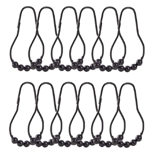 Anneau de douche m&eacute;tal noir x12