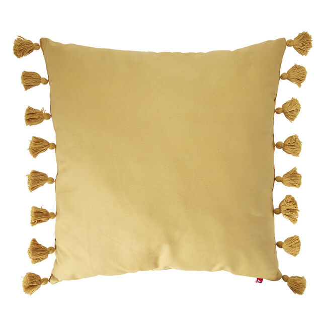 Coussin rembourré uni avec pompons 60x60cm (3 modèles)