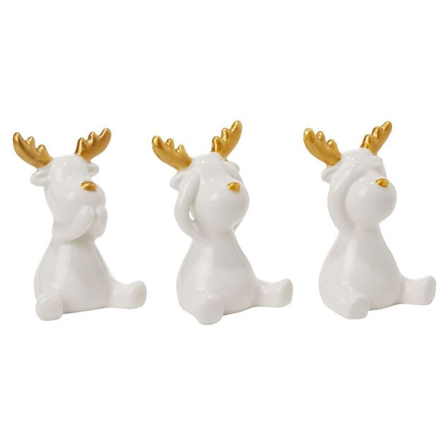 Renne en c&eacute;ramique blanc &agrave; poser blanc et dor&eacute; H7cm x3