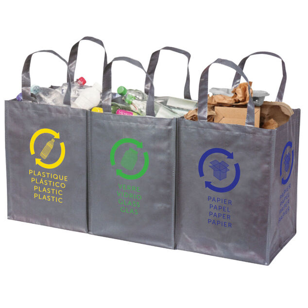 Sac de tri Plastique Verre Papier x3