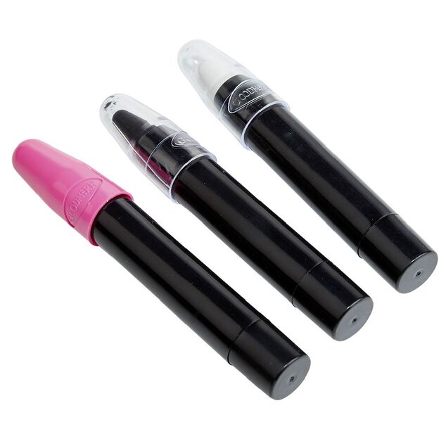 Kit maquillage crayon Halloween noir blanc et rose n&eacute;on
