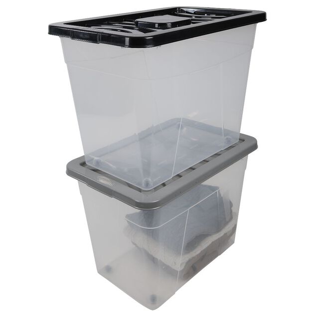 Box de rangement à roulettes plastique 80L (plusieurs modèles)