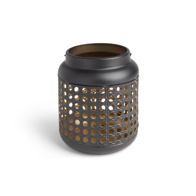 Lanterne design perfor&eacute; m&eacute;tal noir &Oslash;12xH14cm