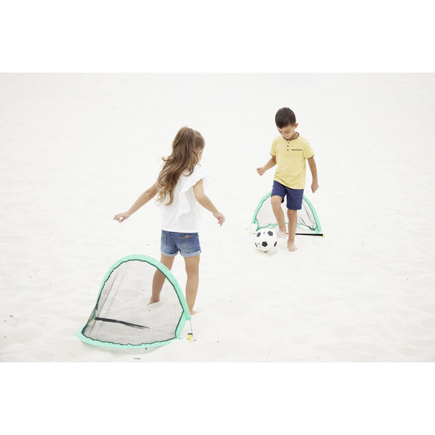 Cage de foot pop-up pliable bleu 60x40xH40cm (2 pi&egrave;ces)