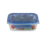 Bo&icirc;te de conservation alimentaire herm&eacute;tique verre et plastique bleu 640ml