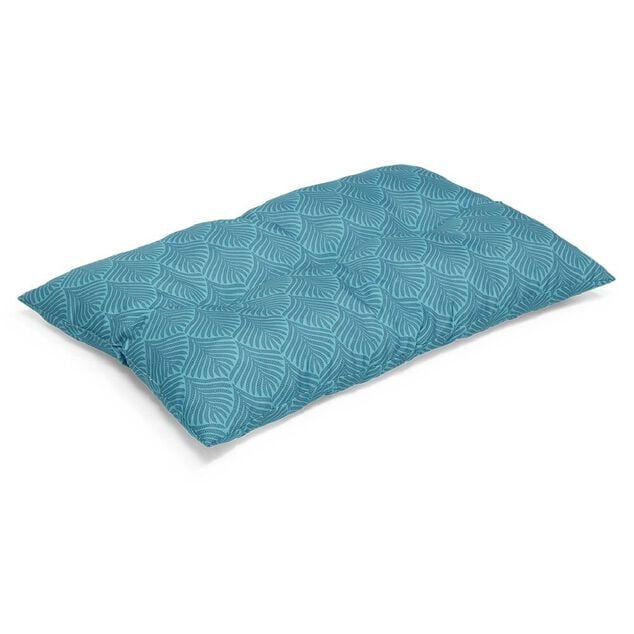 Coussin palette x3 polycoton bleu motif feuille de palmier