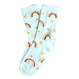 Chaussette femme polycoton tige longue bleu motif arc-en-ciel T36/40