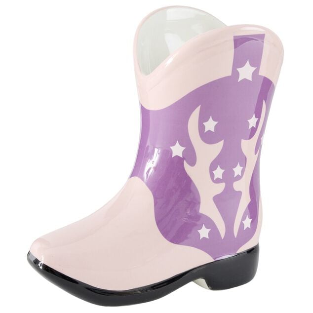 Vase forme chaussure de cowboy dolomite L16X8XH18 cm (2 mod&egrave;les violet ou rouge)