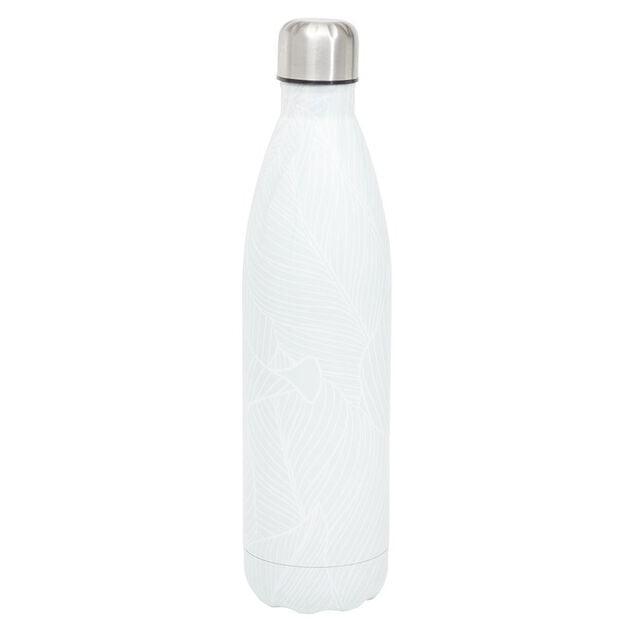 Bouteille isotherme blanc motif feuillage 750ml