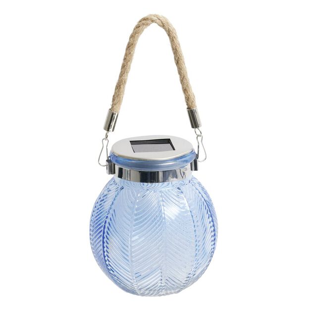 Lampe solaire &agrave; poser ou suspendre en verre et jute &Oslash;11xH12,5cm (2 mod&egrave;les)