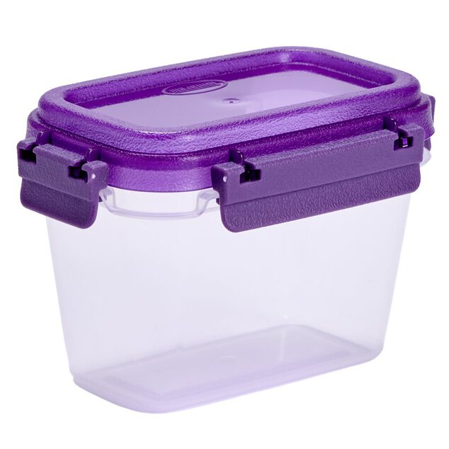 Bo&icirc;te alimentaire rectangulaire 500ml Fresh System plastique transparent et violet