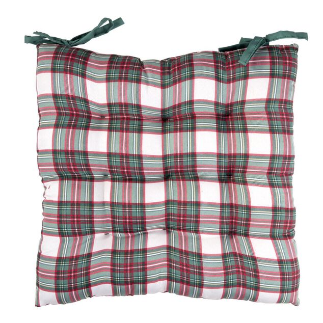 Galette de chaise carr&eacute;e imprim&eacute;e motif No&euml;l 38X38X4 cm (2 mod&egrave;les)