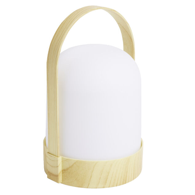 Lampe LED avec anse polypropyl&egrave;ne blanc et beige H21,5xL14x13cm