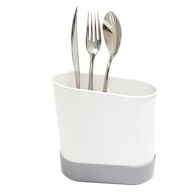 &Eacute;gouttoir &agrave; couverts plastique gris 17,3x17,3xH9,2cm