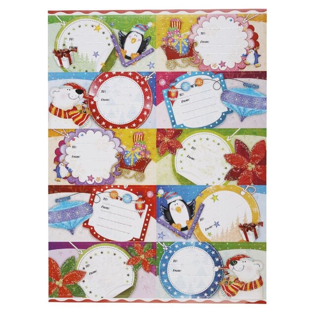 &Eacute;tiquette paillet&eacute;e papier cadeau x10