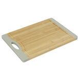 Planche &agrave; d&eacute;couper bambou bord silicone gris