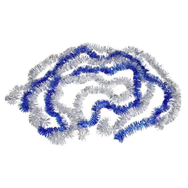 Guirlandes de No&euml;l scintillantes argent&eacute;es et bleues x5