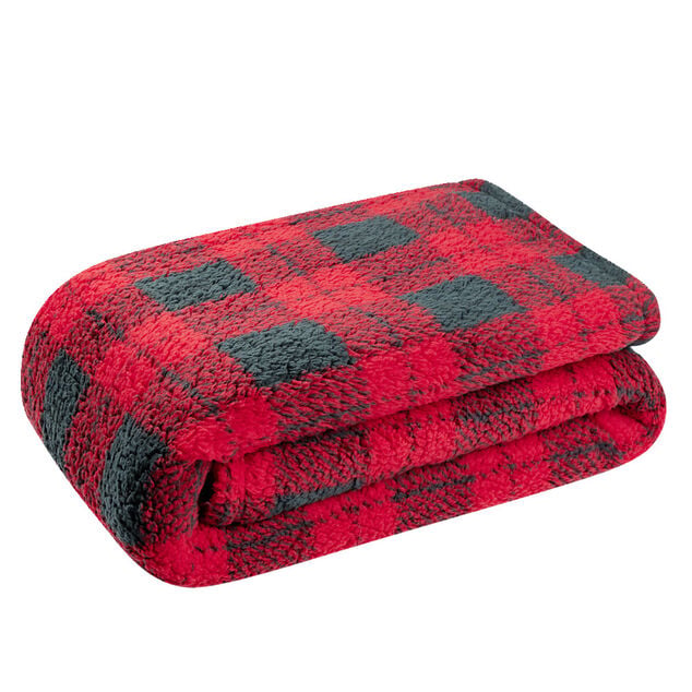Plaid 130x160cm avec coussin 45x45cm motif tartan - 3 mod&egrave;les