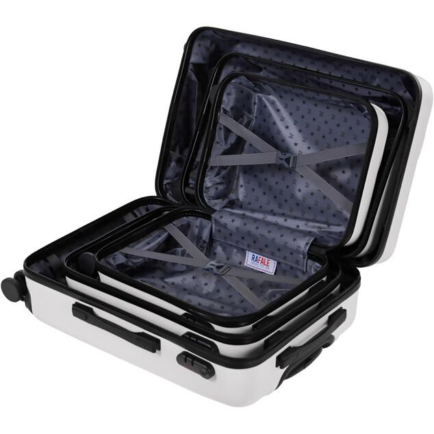 Valise cabine rigide plastique ABS blanc 45x35xH65cm