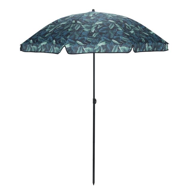 Parasol centr&eacute; Sun motif feuillage exotique vert &Oslash;160xH195cm