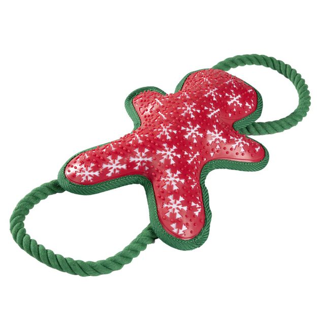 Jouet pour chien forme pain d'&eacute;pice polyester et corde L39X16X5 cm