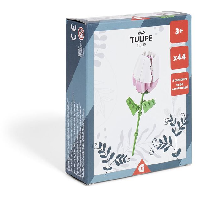 Tulipe fleur &agrave; construire H16cm 70 pi&egrave;ces - 4 mod&egrave;les