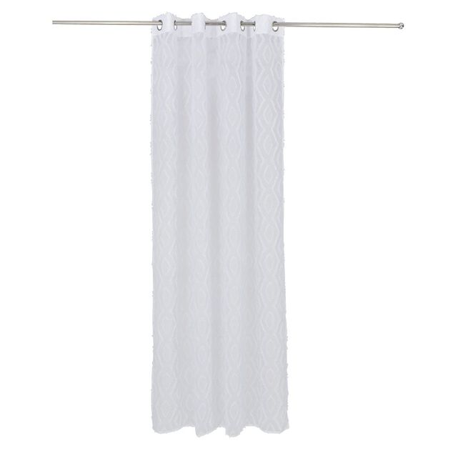 Voilage polyester 140x240cm tuffet&eacute; blanc