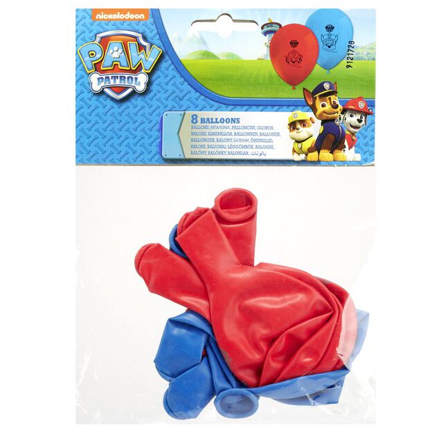 Ballon de baudruche latex x8 Pat patrouille rouge et bleu 15x21,5cm