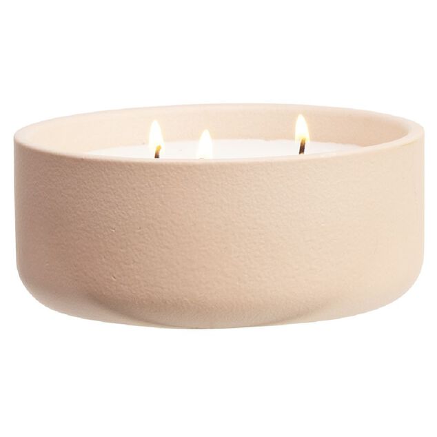 Bougie ronde dans pot en c&eacute;ramique &Oslash;16 cm
