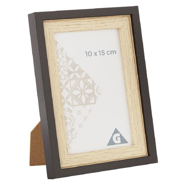 Cadre photo bois naturel et noir 14x19cm pour photo 10x15cm