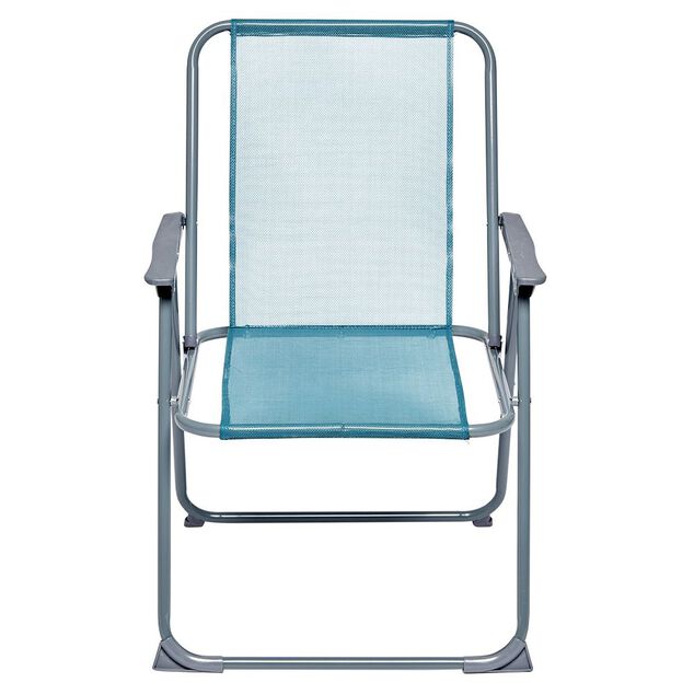 Fauteuil de camping pliant m&eacute;tal et textil&egrave;ne bleu