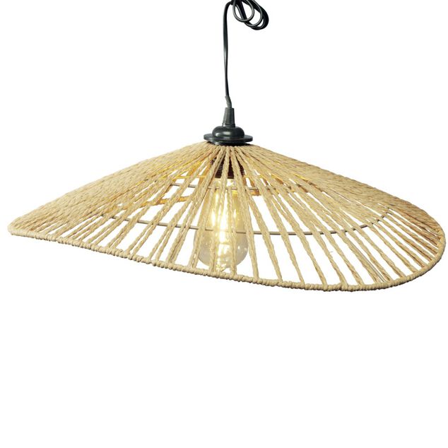 Luminaire &agrave; suspension filaire papillon en papier tress&eacute; &Oslash;50cm