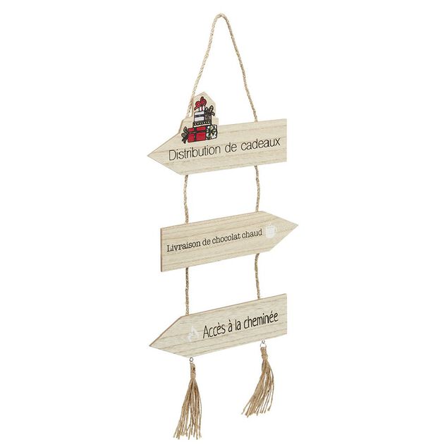 Panneau directionnel lumineux de Noël en bois