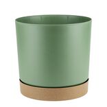 Pot tubo plastique vert et base marron &Oslash;13xH13cm