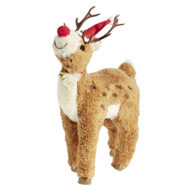 D&eacute;coration de No&euml;l &agrave; poser renne marron 17x10xH27cm