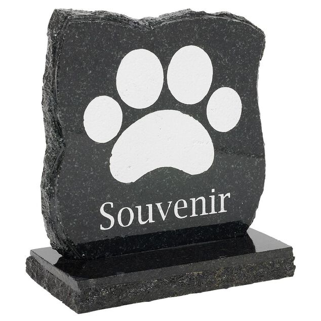 Plaque fun&eacute;raire motif patte de Chien 18xH18cm noir