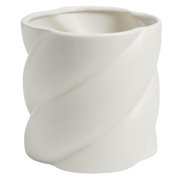 Vase en c&eacute;ramique blanc forme spirale &Oslash;10xH13cm