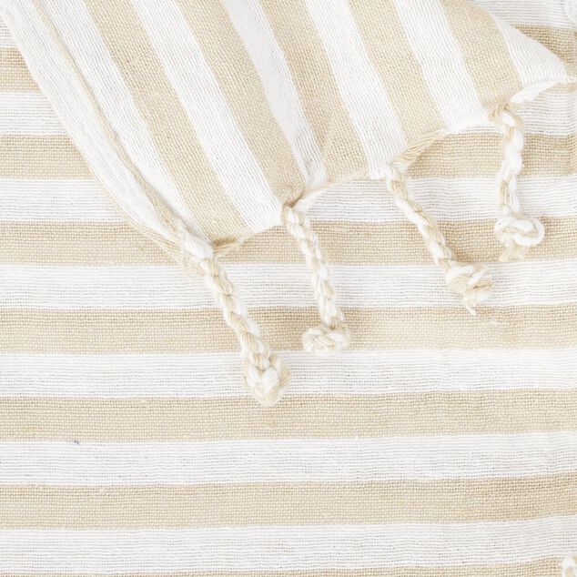 Fouta de plage 2 personnes rayures bayad&egrave;res 180x180cm (2 mod&egrave;les bleu ou beige)