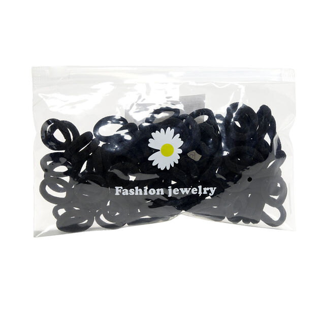 Lot de 100 élastiques à cheveux noirs ou multicolores