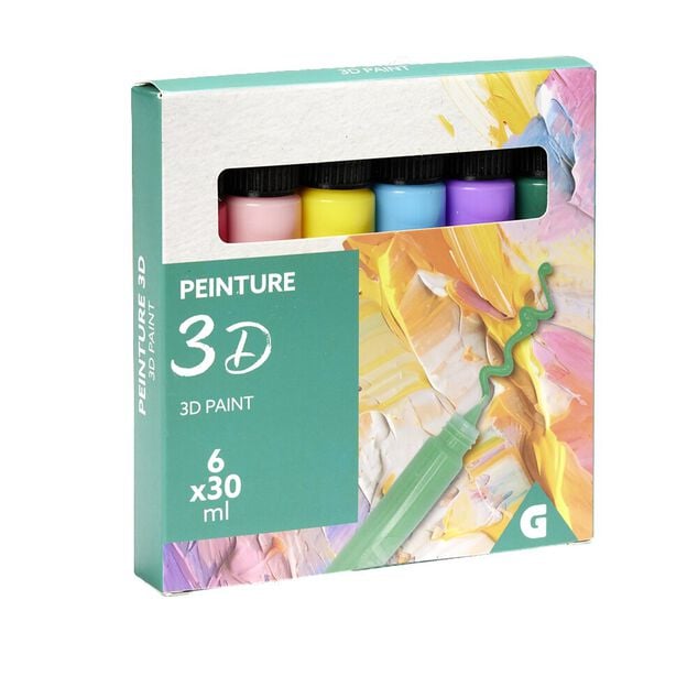 Lot de 6 tubes de peinture 3D acrylique 30ml