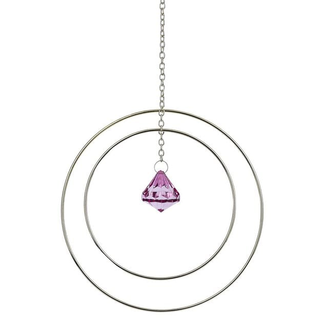 Attrape soleil m&eacute;tal dor&eacute; pendentif rose 20x3xH70cm