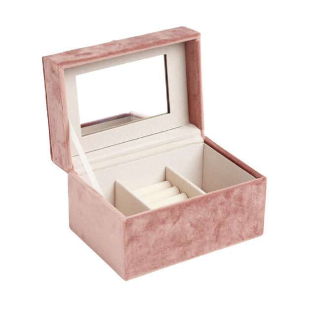 Boîte à bijoux revêtement velours rose 14x10xH8cm
