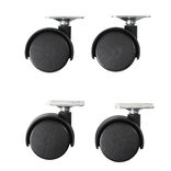 Roulettes rotatives noires x4 en plastique et m&eacute;tal