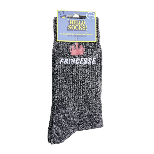 Chaussettes femme tige haute Princesse pailletté gris T36/40