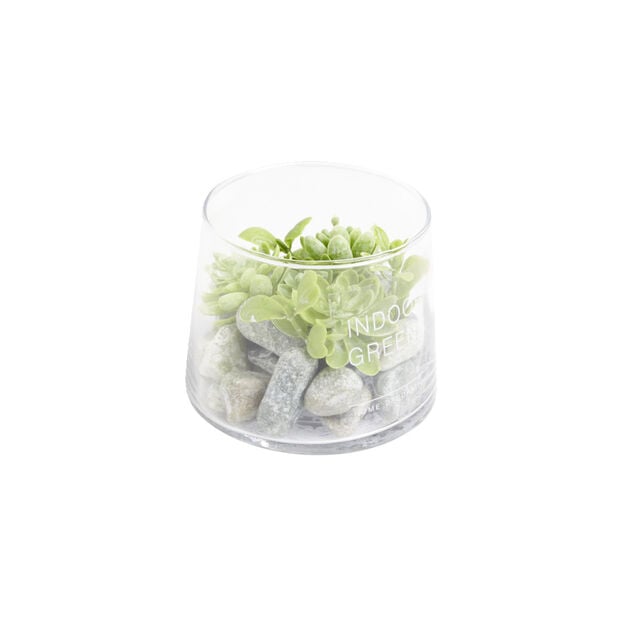 Plante artificielle grasse en pot rond 9,8xH8,2cm