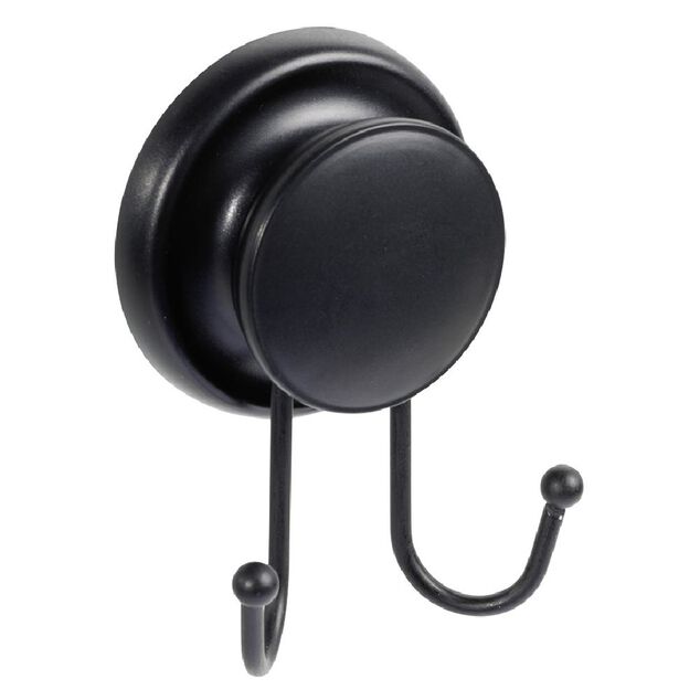 Crochet double &agrave; ventouse m&eacute;tal noir