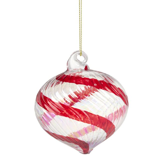 Boule de No&euml;l spirale en verre &Oslash;8cm (2 mod&egrave;les)