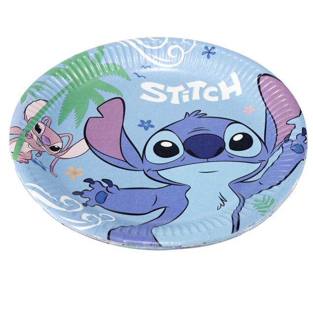 Assiette carton Disney Stitch x8 bleu Ø23cm