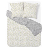 Parure de lit 2 personnes 240x220cm polycoton motif floral rose et gris