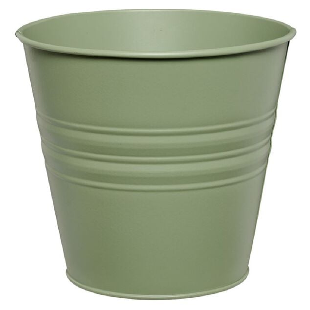 Pot en m&eacute;tal vert petit mod&egrave;le &Oslash;16xH13cm